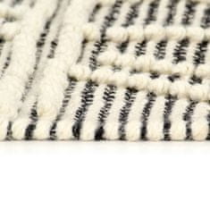 Vidaxl Ručne tkaný koberec, vlna 80x150 cm, čierny/biely
