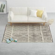Vidaxl Ručne tkaný koberec, vlna 80x150 cm, čierny/biely