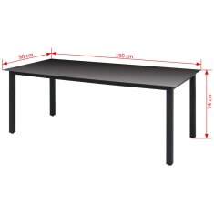 Vidaxl Záhradný stôl, čierny 190x90x74 cm, hliník a sklo