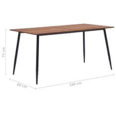 Vidaxl Jedálenský stôl, hnedý 160x80x75 cm, MDF