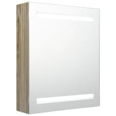 Vidaxl LED kúpeľňová zrkadlová skrinka dubová 50x14x60 cm
