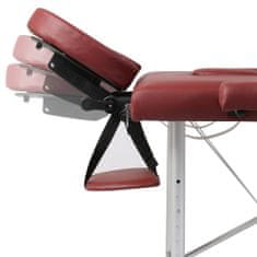 Vidaxl Červený skladací masážny stôl, 2 zóny, hliníkový rám