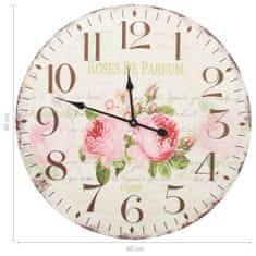 Petromila vidaXL Vintage nástenné hodiny 60 cm kvety