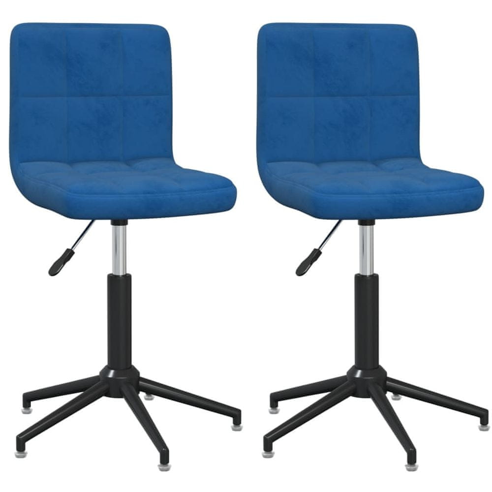 Vidaxl Otočné jedálenské stoličky 2 ks modré zamatové