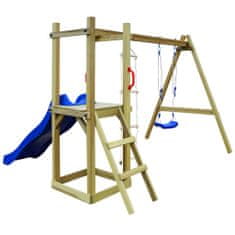 Vidaxl Detské ihrisko+šmýkačka, rebríky, hojdačka 242x237x175cm, drevo