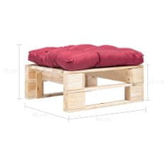 Petromila vidaXL Záhradná taburetka z paliet, červená podložka, prírodná, drevo