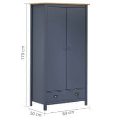 Vidaxl 2-dverový šatník Hill Range sivý 89x50x170 cm borovicový masív