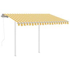 Vidaxl Automaticky zaťahovacia markíza so stĺpikmi 3x2,5 m žlto-biela