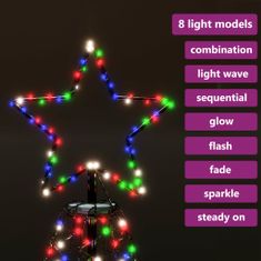 Vidaxl Vianočný stromček s kovovou tyčou 1400 LED diód farebný 5 m