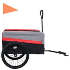 Vidaxl Príves za bicykel a ručný vozík XXL 2-v-1 červeno-sivý a čierny