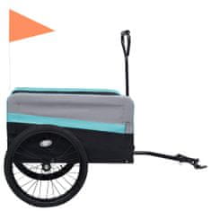 Vidaxl Príves za bicykel a ručný vozík XXL 2-v-1 modrý-sivý a čierny