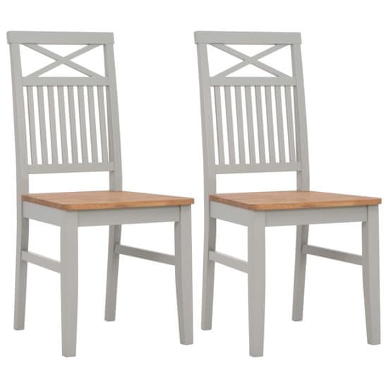 Vidaxl Jedálenské stoličky 2 ks, sivé, dubový masív