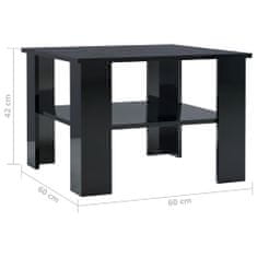 Vidaxl Konferenčný stolík lesklý čierny 60x60x42 cm drevotrieska