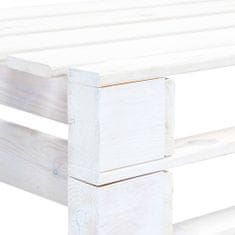 Vidaxl Rohová záhradná lavička z paliet, drevo, biela