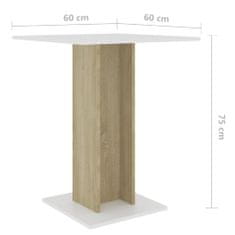 Vidaxl Bistro stôl biely a dub sonoma 60x60x75 cm drevotrieska