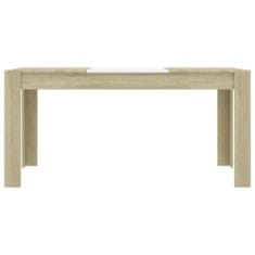 Vidaxl Jedálenský stôl, biela a dub sonoma 160x80x76 cm, drevotrieska