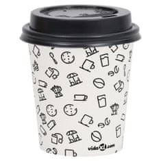 Vidaxl Kávové papierové poháre s viečkom 200 ml 250 ks biele a čierne