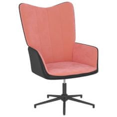 Vidaxl Relaxačné kreslo s podnožkou ružové zamat a PVC