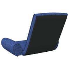 Vidaxl Skladacia stolička na podlahu, modrá, látka