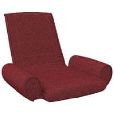 Vidaxl Skladacia stolička na podlahu, vínová červená, látka