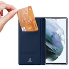 Dux Ducis Skin Pro knižkové kožené puzdro na Samsung Galaxy S22 Ultra, modré