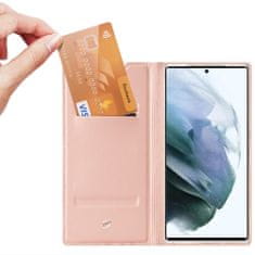Dux Ducis Skin Pro knižkové kožené puzdro na Samsung Galaxy S22 Ultra, ružové