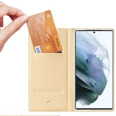 Dux Ducis Skin Pro knižkové kožené puzdro na Samsung Galaxy S22 Ultra, zlaté