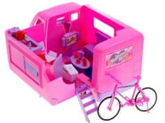 JOKOMISIADA Ružové auto pre bábiku Camper + bicykel Za0164