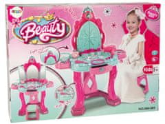 Lean-toys Kozmetická súprava Toaleta so zrkadlom Svetlo Zvuk Šperky Ružová