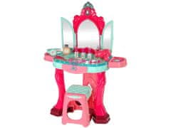 Lean-toys Kozmetická súprava Toaleta so zrkadlom Svetlo Zvuk Šperky Ružová