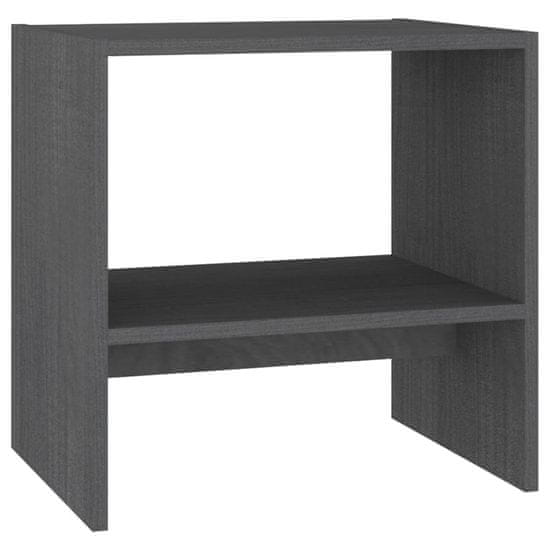 Vidaxl Nočný stolík sivý 40x30,5x40 cm borovicový masív