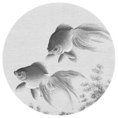 Vidaxl WallArt Okrúhla fototapeta Dve zlaté rybky, 142,5 cm