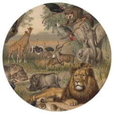 Vidaxl WallArt Okrúhla fototapeta Zvieratá Afriky, 142,5 cm