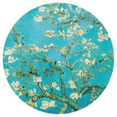Vidaxl WallArt Okrúhla fototapeta Mandľový kvet, 142,5 cm