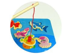 Lean-toys Hra na chytanie rýb Morské zvieratá Drevené magnetické puzzle 2 v 1