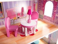 Aga MDF Domček pre bábiky s nábytkom 70 cm Ružový LED