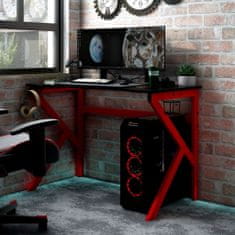 Vidaxl Herný stôl s nohami v tvare K čierny a červený 90x60x75 cm