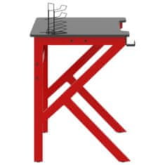 Vidaxl Herný stôl s nohami v tvare K čierny a červený 90x60x75 cm