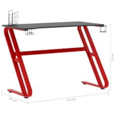 Vidaxl Herný stôl s nohami v tvare ZZ čierny a červený 110x60x75 cm