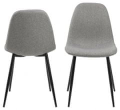 Design Scandinavia Jedálenská stolička Wilma (SET 4ks), tkanina, svetlo šedá / čierna
