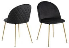 Design Scandinavia Jedálenská stolička Louise (SET 4ks), zamat, čierna / zlatá