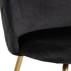 Design Scandinavia Jedálenská stolička Louise (SET 4ks), zamat, čierna / zlatá