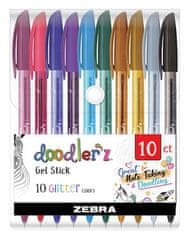 ZEBRA Pen Sada gélových pier "Doodler'z Glitter", 10 trblietavých farieb, 0,33 mm, 02619