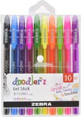 ZEBRA Pen Sada gélových pier "Doodler'z Neon & Fashion", 10 neónových farieb, 0,33 mm, 02618
