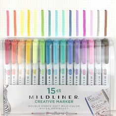 ZEBRA Pen Sada zvýrazňovačov "Mildliner Highlighter", 15 farieb, 1,4 - 4 mm, obojstranný, 8115