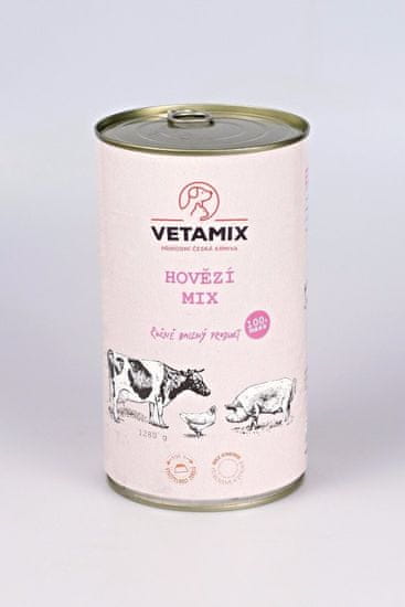 VETAMIX Hovädzí mix v konzerve 6 × 1,25 kg