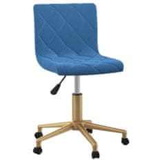 Vidaxl Otočná stolička, modrá, čalúnená zamatom