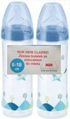 Nuk fľaša 250 ml Klasický silikónový cumlík 6-18m modrá