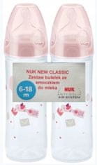 Nuk fľaša 250 ml Klasický silikónový cumlík 6-18m ružová