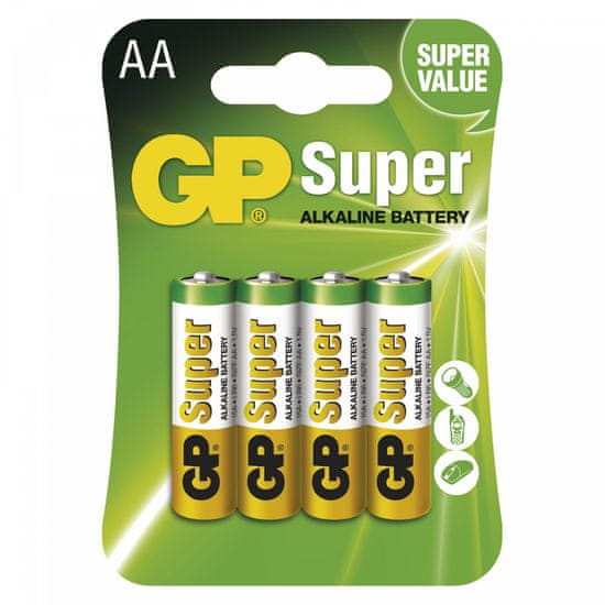 GP Alkalické batérie GP Super (AA), 4 ks